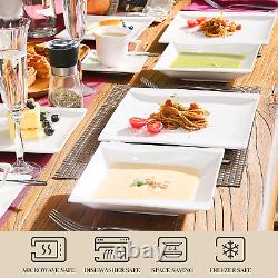 Ivory White Dinnerware Sets, 30-Piece Porcelain Square Dinnerware Set, Plates an