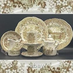 J&G Meakin Romantic England Green 11pc Dinnerware Set for 2 1940-1977 England