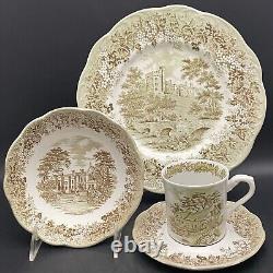 J&G Meakin Romantic England Green 11pc Dinnerware Set for 2 1940-1977 England