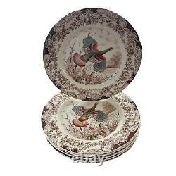 JOHNSON BROTHERS WINDSOR WARE WILD TURKEYS Dinner Plates SET OF SIX England