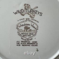 JOHNSON BROTHERS WINDSOR WARE WILD TURKEYS Dinner Plates SET OF SIX England