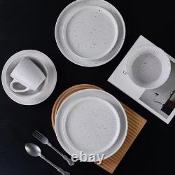 Jade 32-Piece White Stoneware Dinnerware Set (Service for 8)