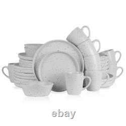 Jade 32-Piece White Stoneware Dinnerware Set (Service for 8)