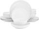 Jane 16-Piece Scalloped White Porcelain Dinnerware Set for Elegant Dining