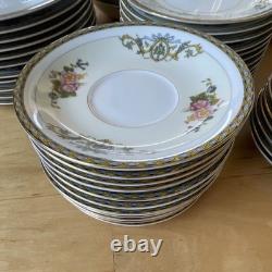 Japanese Porcelain Floral Gold Trim Dinner Set Plates Bowls Cups Saucers