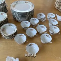 Japanese Porcelain Floral Gold Trim Dinner Set Plates Bowls Cups Saucers