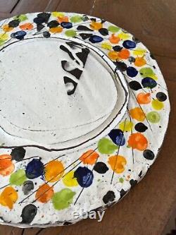Jean -Nicolas Gerard Multi-colored Slip-ware Platter Plate Studio Pottery