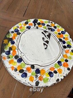 Jean -Nicolas Gerard Multi-colored Slip-ware Platter Plate Studio Pottery