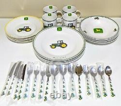 John Deere -16 Piece Dinnerware Set by Gibson Country/Farm Decor + S/P Shakers