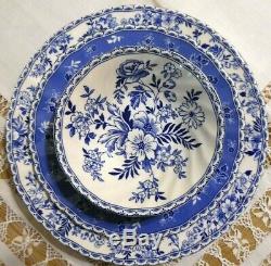 Johnson Brothers Devon Cottage 12pc Blue & White Floral Porcelain Dinnerware Set