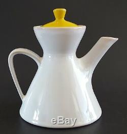 Jonathan Adler Ojai Dinnerware Coffee or Tea Pot White with Yellow Lid 7 1/2