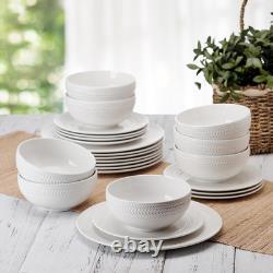 Josephine 24-Piece White Dinnerware Set for 8 Elegant & Durable