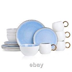 Josephine Formal Porcelain Dinnerware Set Of 4 Blue White And Gold 16piece