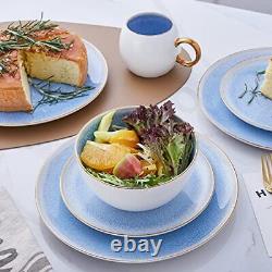 Josephine Formal Porcelain Dinnerware Set Of 4 Blue White And Gold 16piece