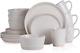 Jules Modern Stoneware 16-Piece round Dinnerware Set, Plates and Bowls Sets, Dis