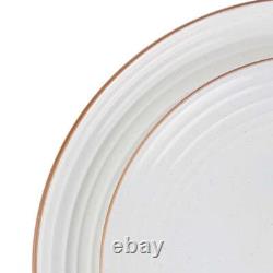 Jupiter 12 Piece Stoneware Dinnerware Set, Plates and Bowls Set for 4, White