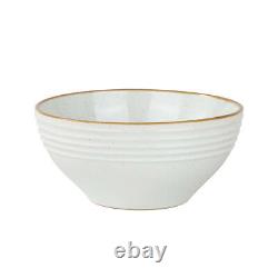 Jupiter 12 Piece Stoneware Dinnerware Set, Plates and Bowls Set for 4, White