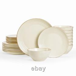Jupiter Dinnerware Set, Plates and Bowls Dish Sets for 8 (24 Pieces), Microwa