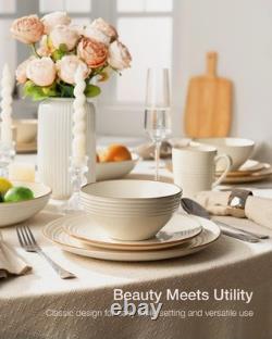 Jupiter Dinnerware Set, Plates and Bowls Dish Sets for 8 (24 Pieces), Microwa