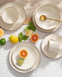 Jupiter Dinnerware Set, Plates and Bowls Dish Sets for 8 (24 Pieces), Microwa