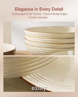 Jupiter Dinnerware Set, Plates and Bowls Dish Sets for 8 (24 Pieces), Microwa