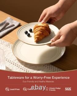 Jupiter Dinnerware Set, Plates and Bowls Dish Sets for 8 (24 Pieces), Microwa