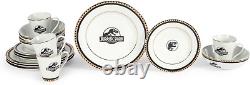 Jurassic Park Logo 16-Piece Ceramic Dinnerware Set Replica Movie-Authe