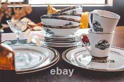 Jurassic Park Logo 16-Piece Ceramic Dinnerware Set Replica Movie-Authe