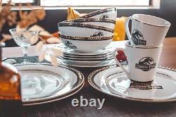 Jurassic Park Logo 16-Piece Ceramic Dinnerware Set Replica Movie-Authentic