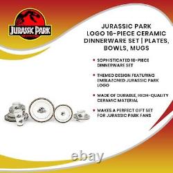 Jurassic Park Logo 16-Piece Ceramic Dinnerware Set Replica Movie-Authentic