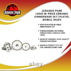 Jurassic Park Logo 16-Piece Ceramic Dinnerware Set Replica Movie-Authentic Din
