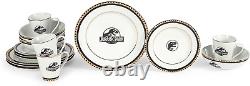 Jurassic Park Logo 16-Piece Ceramic Dinnerware Set Replica Movie-Authentic Din