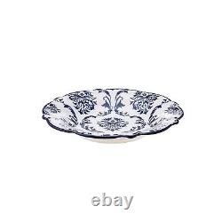 Karaca Maren Blue and White Porcelain Dinnerware Plates Set, 24-pc/6 persons