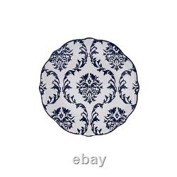 Karaca Maren Blue and White Porcelain Dinnerware Plates Set, 24-pc/6 persons