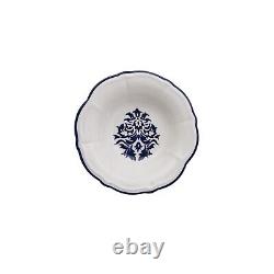 Karaca Maren Blue and White Porcelain Dinnerware Plates Set, 24-pc/6 persons