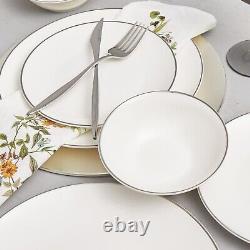 Karaca Platinum Ring Porcelain Dinnerware Plates Set, 24-pc/6 persons, Turkey