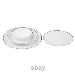 Karaca Platinum Ring Porcelain Dinnerware Plates Set, 24-pc/6 persons, Turkey