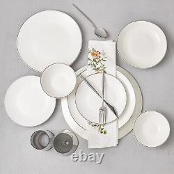 Karaca Platinum Ring Porcelain Dinnerware Plates Set, 24-pc/6 persons, Turkey