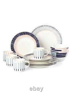 Kate Spade H1016 White/Blue 16-Piece Brook Lane Dinnerware Set