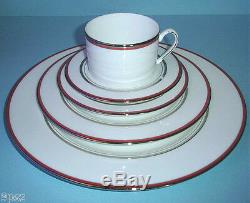 Kate Spade LIBRARY LANE White & Coral 20 Piece Dinnerware Service for 4 USA New