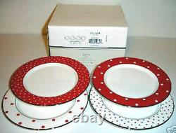Kate Spade Larabee Road RED Tidbit Party Plate Set of 4 Polka Dots New in Box