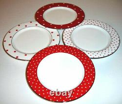 Kate Spade Larabee Road RED Tidbit Party Plate Set of 4 Polka Dots New in Box