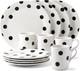 Kate Spade New York Deco Dot 12-Piece Dinnerware Set, White