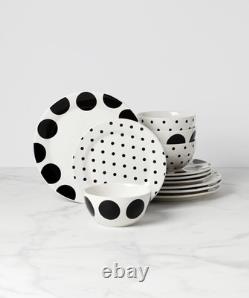 Kate Spade New York Dot 12-Piece Dinnerware Set, 19.84, White Black by Lenox