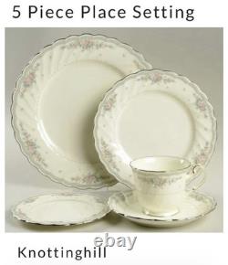 Knottinghill 5-Piece Porcelain Floral Dinner Set, Plates Cup Saucer (12 setting)