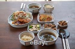 Korean Handmade Ceramic BlueWhite Striped Plate dish Dinnerware/tableware sets