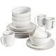 LE TAUCI 16 Piece Dinnerware Set, Arctic White, Stoneware Plates and Bowls Wi