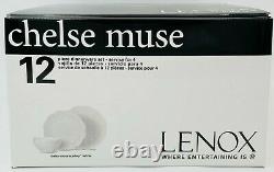 LENOX $316 Chelse Muse SCALLOP 12 Pc Dinnerware WHITE Set Plates & Bowls Serve 4