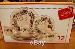 LENOX WINTER GREETINGS Dinnerware Set 12 Piece Bone China Gold Accent NIB $515