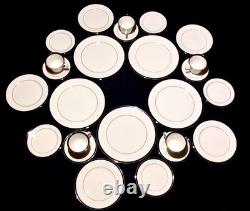LENOXBlack Royale' PLATINUM RIMMED USA Made-25 PIECE/5 SET-PRISTINE! Porcelain